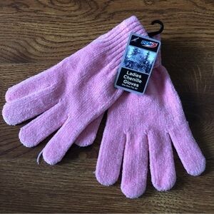 Pink Ladies Chenille Gloves